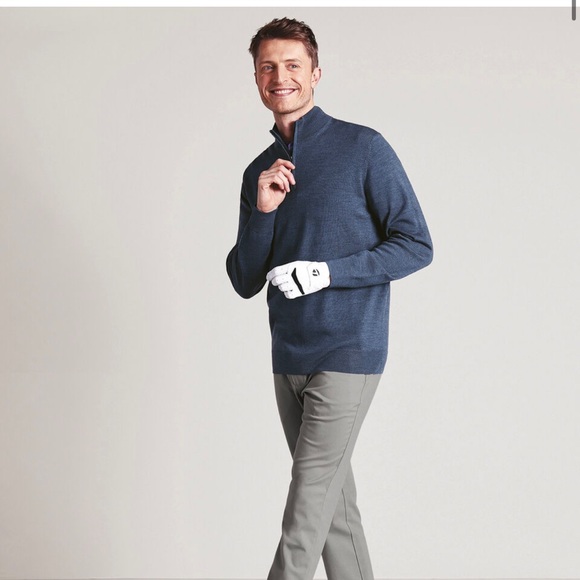 Charles Tyrwhitt Merino Quarter Zip Sweater - Indigo Melange - M - Picture 3 of 11